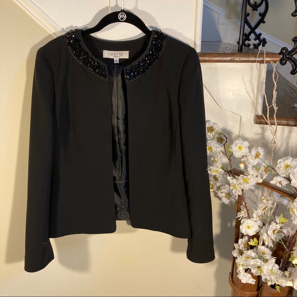 Kasper Black Jeweled Dress Jacket Blazer 6 Formal